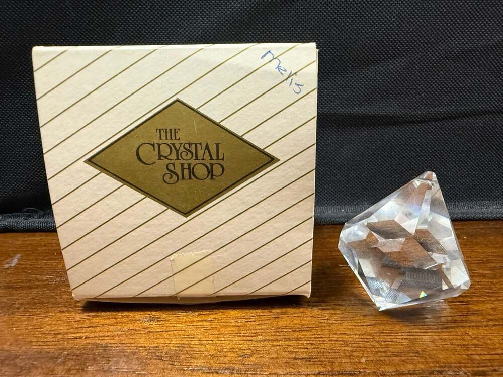 The Crystal Shop Faceted Crystal Paperweight Clear Cut Glass Prism Gift